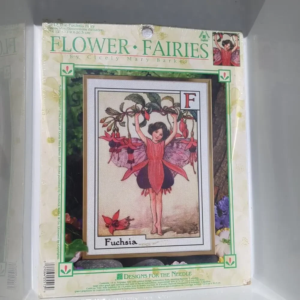 Needlepoint Flower Fairies Sicily Mary Barker 1997 Fuchsia 9 In X 12 In Vintage